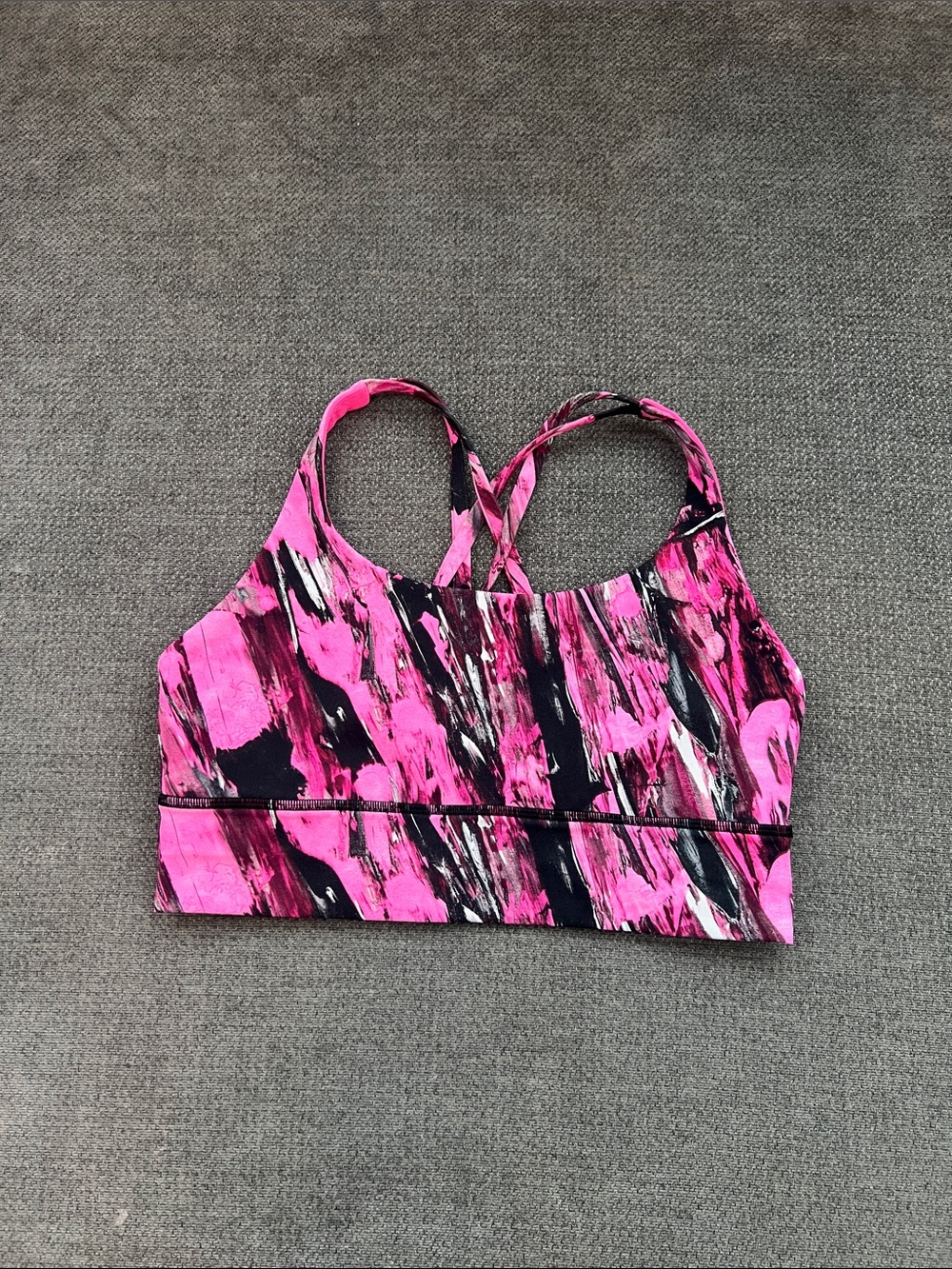 lululemon athletica Pink & Black Abstract Strappy Sports Bra
